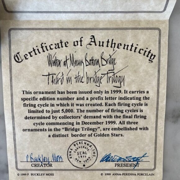 P BUCKLEY MOSS Winter at Meems Bottom Bridge Ornament 3RD in Trilogy 1999 - Picture 7 of 11